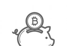 Bitcoin piggy bank savings line icon. |  |