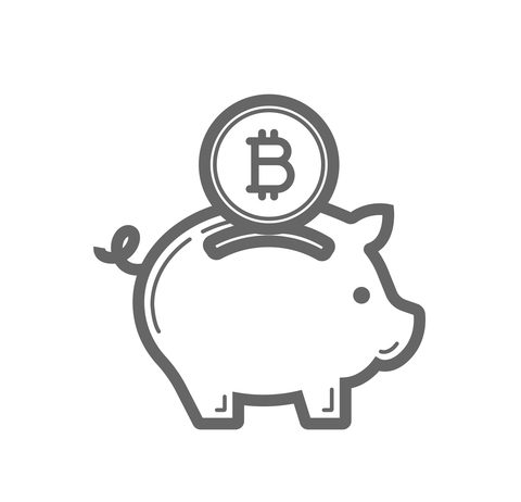 Bitcoin piggy bank savings line icon. |  | 